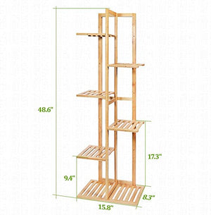 New! 6 Tier 7 Potted Bamboo Plant Stand Rack Holder Shelves