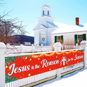🔥Jesus is The Reason for The Season Sign Banner - Large Outdoor Jesus Christmas Home Decorations, 9.8x1.6 ft, NEW!!🔥