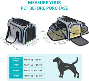 Pet Carrier ,Airline Approved, Expandable Foldable Soft Travel Bag/Purple