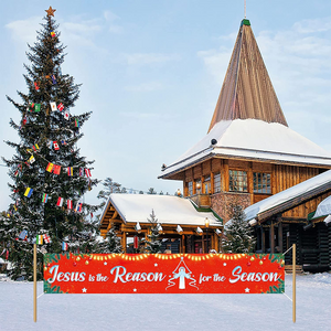 🔥Jesus is The Reason for The Season Sign Banner - Large Outdoor Jesus Christmas Home Decorations, 9.8x1.6 ft, NEW!!🔥