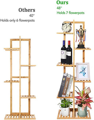 New! 6 Tier 7 Potted Bamboo Plant Stand Rack Holder Shelves