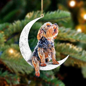 cute Dog Sitting On Moon Car Decor