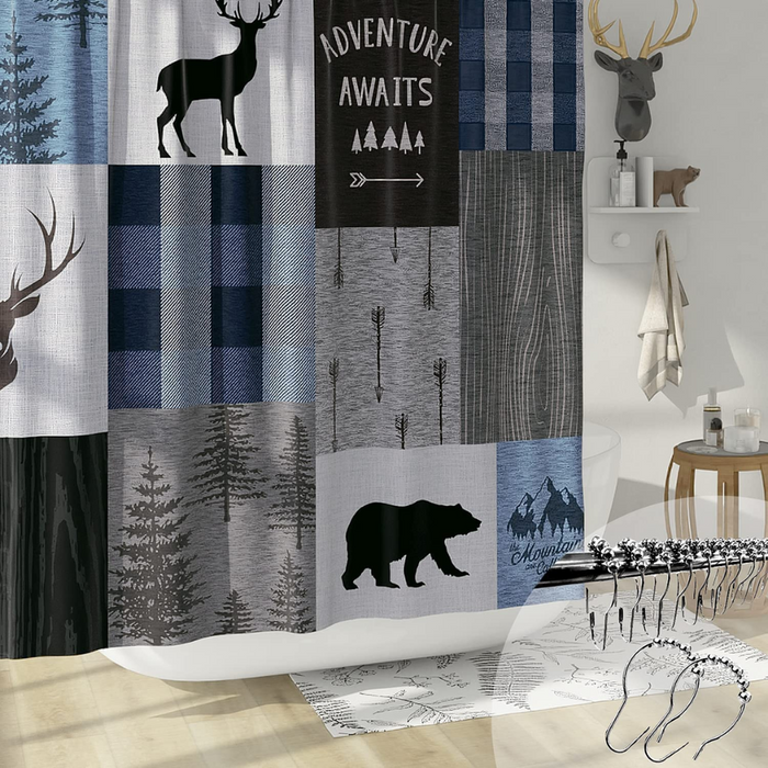 Bear Cabin Deer Shower Curtain