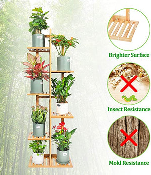 New! 6 Tier 7 Potted Bamboo Plant Stand Rack Holder Shelves