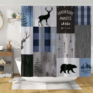 Bear Cabin Deer Shower Curtain