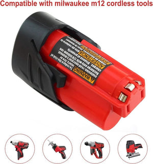 2 Pack 3.0Ah 12V Replacement Battery Compatible with Milwaukee m12 Battery XC Lithium