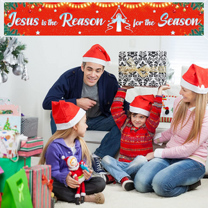 🔥Jesus is The Reason for The Season Sign Banner - Large Outdoor Jesus Christmas Home Decorations, 9.8x1.6 ft, NEW!!🔥