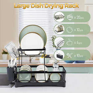 2-Tier Dish Racks with Drainboard, Large Capacity