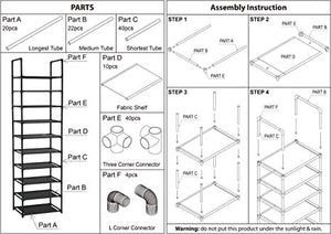 10 Tiers Tall Shoe Rack for Entryway 20-24 Pairs Shoe