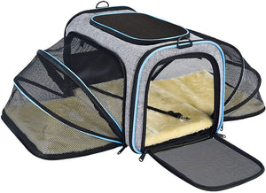 Pet Carrier ,Airline Approved, Expandable Foldable Soft Travel Bag/Purple