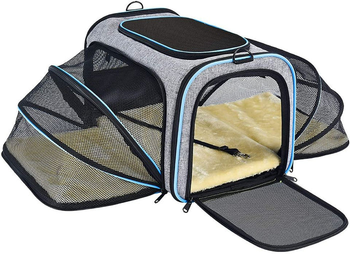 Pet Carrier ,Airline Approved, Expandable Foldable Soft Travel Bag/Purple
