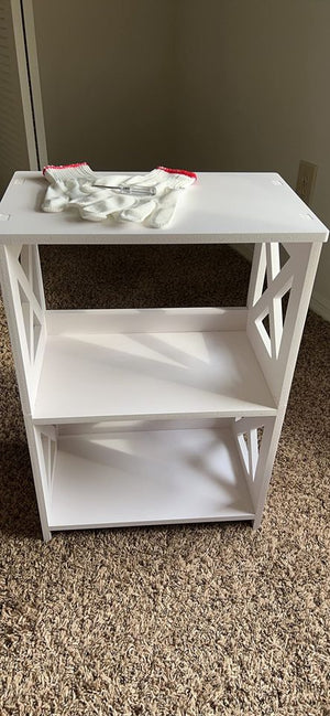 3-Tier White Side Table with Storage Shelf