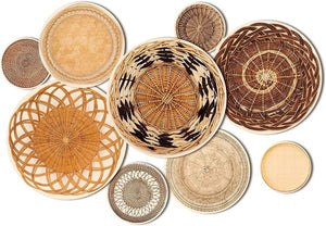 9 Pcs Boho Basket Round Modern Peel and Stick Wall Decals for Bedroom Living Room Office Wall