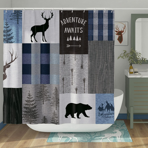 Bear Cabin Deer Shower Curtain