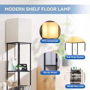 10.3Lbs LED Floor Lamp with Shelves, 3 Color Temperature & Stepless Dimmable, Standing Floor Lamps