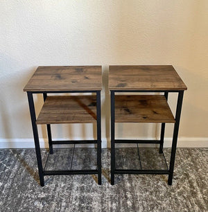 2 Side Tables Set of 2 Tables End Table Nightstands Steel Frame Bedroom Bedside Coffee TV