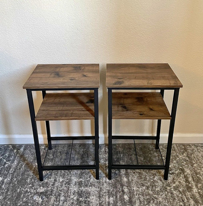2 Side Tables Set of 2 Tables End Table Nightstands Steel Frame Bedroom Bedside Coffee TV