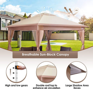 New! 11'x11' Pop Up Gazebo with Mosquito Netting, Outdoor Instant Canopy with Carry Bag