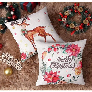 Set of 4 Christmas Pillow Covers Farmhouse Cushion Covers for Xmas Decor 18x18