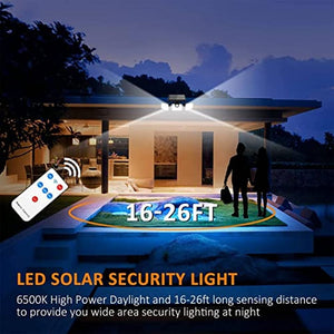 🔥2.3Lbs 2Pack 210 LED 2500LM 3 Heads Solar Outdoor Lights Waterproof,with Remote Control
