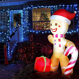 2.2Lbs LED 8FT Christmas Inflatable Decorations Gingerbread Man