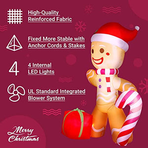 2.2Lbs LED 8FT Christmas Inflatable Decorations Gingerbread Man