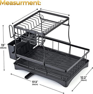 2-Tier Dish Racks with Drainboard, Large Capacity