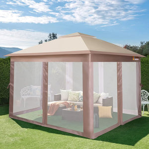 New! 11'x11' Pop Up Gazebo with Mosquito Netting, Outdoor Instant Canopy with Carry Bag
