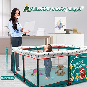 .5lbs Baby Game Fence Safety Activity Center with Anti slip Base /Green