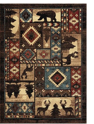 Buffalo Bear Brown/Red 2 ft. x 3 ft. Area Rug