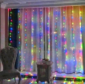 Curtain Lights 300 LED 9.8 x 9.8 Feet Fairy String 8 Modes Dimmable Timer with Remote （Multicolor）