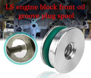 Billet Aluminum Oil Diverter Barbell & Front Gallery Plug Compatible with GM LS Engines