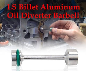 Billet Aluminum Oil Diverter Barbell & Front Gallery Plug Compatible with GM LS Engines