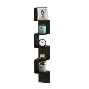 New..5 Tier Wall Mount Floating Radial Corner Espresso LIMITED STOCK