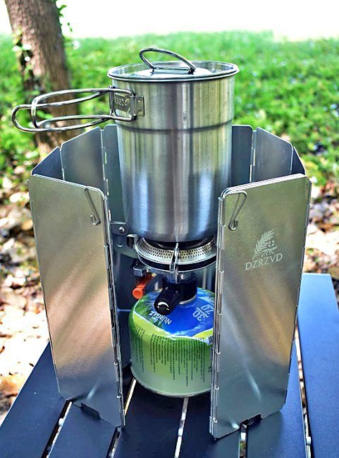 Folding Windscreen Camping Stove w/ Carry Bag 10 Plates Aluminum Backpacking Stoves
