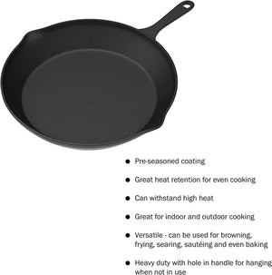 3 Piece Pre-Seasoned Cast Iron Skillet Set, 6", 8" and 12" Pans 💥Limited Sale🔥