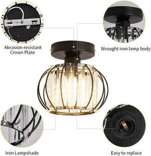 Flush Mount Ceiling Light Fixture Antique Crystal Chandelier