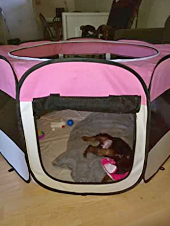 45" Pet Dog Kennel Fence Puppy Playpen Exercise Pen Foldable Pink