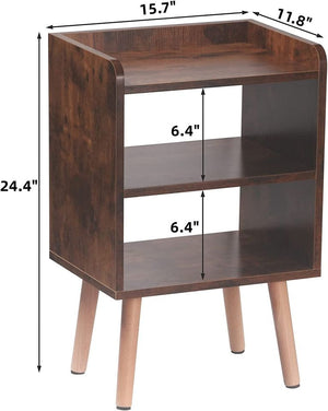 Rustic Brown Nightstand with Storage Shelf