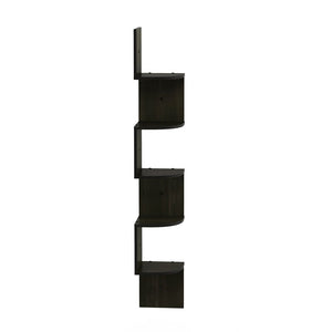 New..5 Tier Wall Mount Floating Radial Corner Espresso LIMITED STOCK