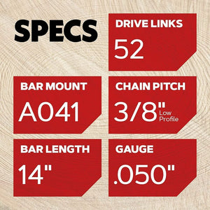 14 - Inch Guidebar and Chain - NOT Full Chainsaw, For Saw Sizes up to 42 cc