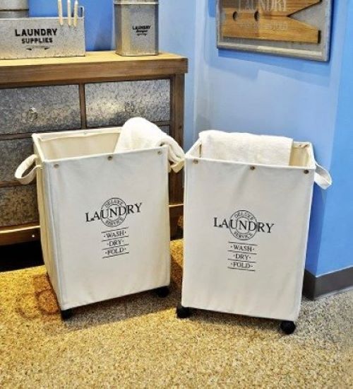 Set of 2 Heavy Duty Laundry Hampers on Wheels, Laundry Basket
