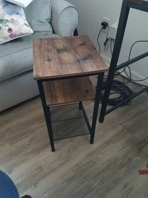 3-Shelf Rustic End Table with Steel Frame