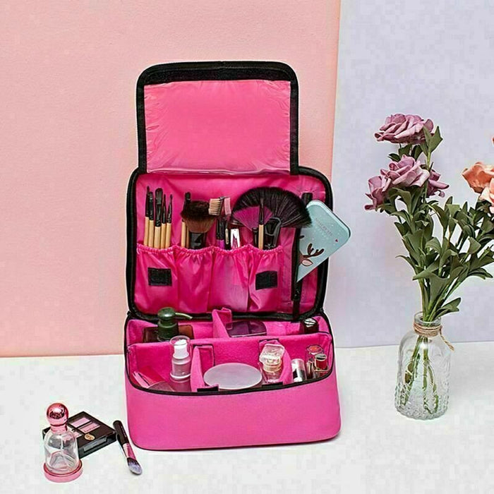 BRAND NEW Large Makeup Bag Cosmetic Case Professional Storage Handle Organizer Travel Kit, Pink