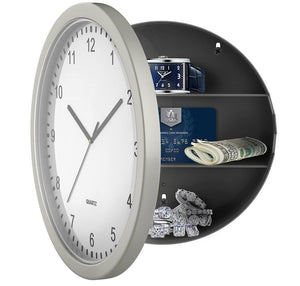 9.8" Round Wall Clock with Hidden Storage Battery Operated