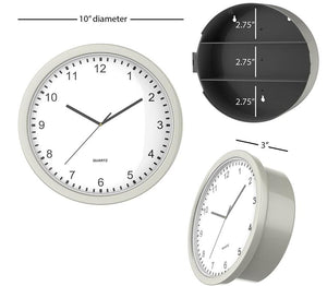 9.8" Round Wall Clock with Hidden Storage Battery Operated