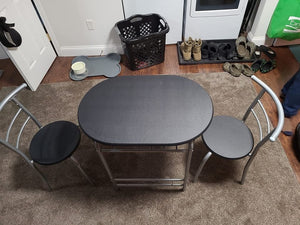 3 Pcs Round Dining Table Set Kitchen Table Set with Storage Rack