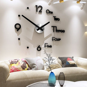 NEW! Large Wall Clock Modern Design 3D Wall Sticker