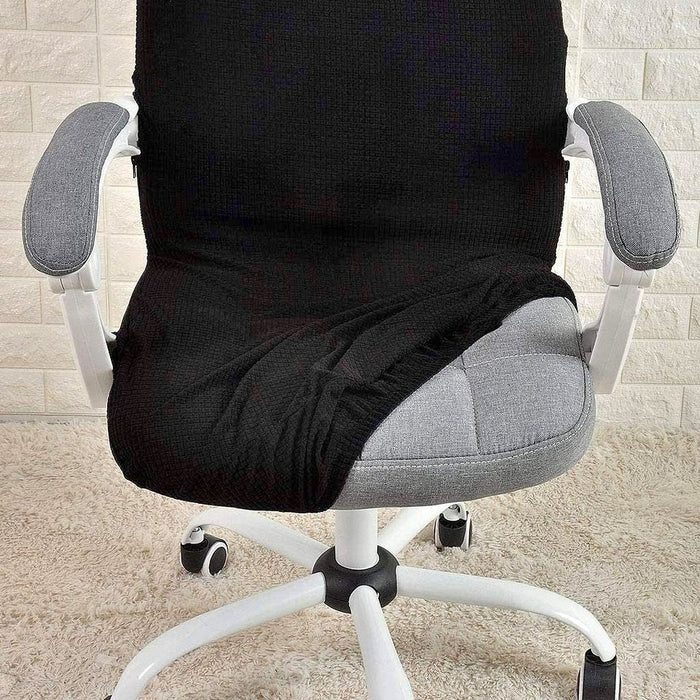Medium-Black-Stretchable Water Resistant Office Chair Cover
