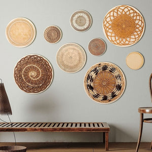 9 Pcs Boho Basket Round Modern Peel and Stick Wall Decals for Bedroom Living Room Office Wall